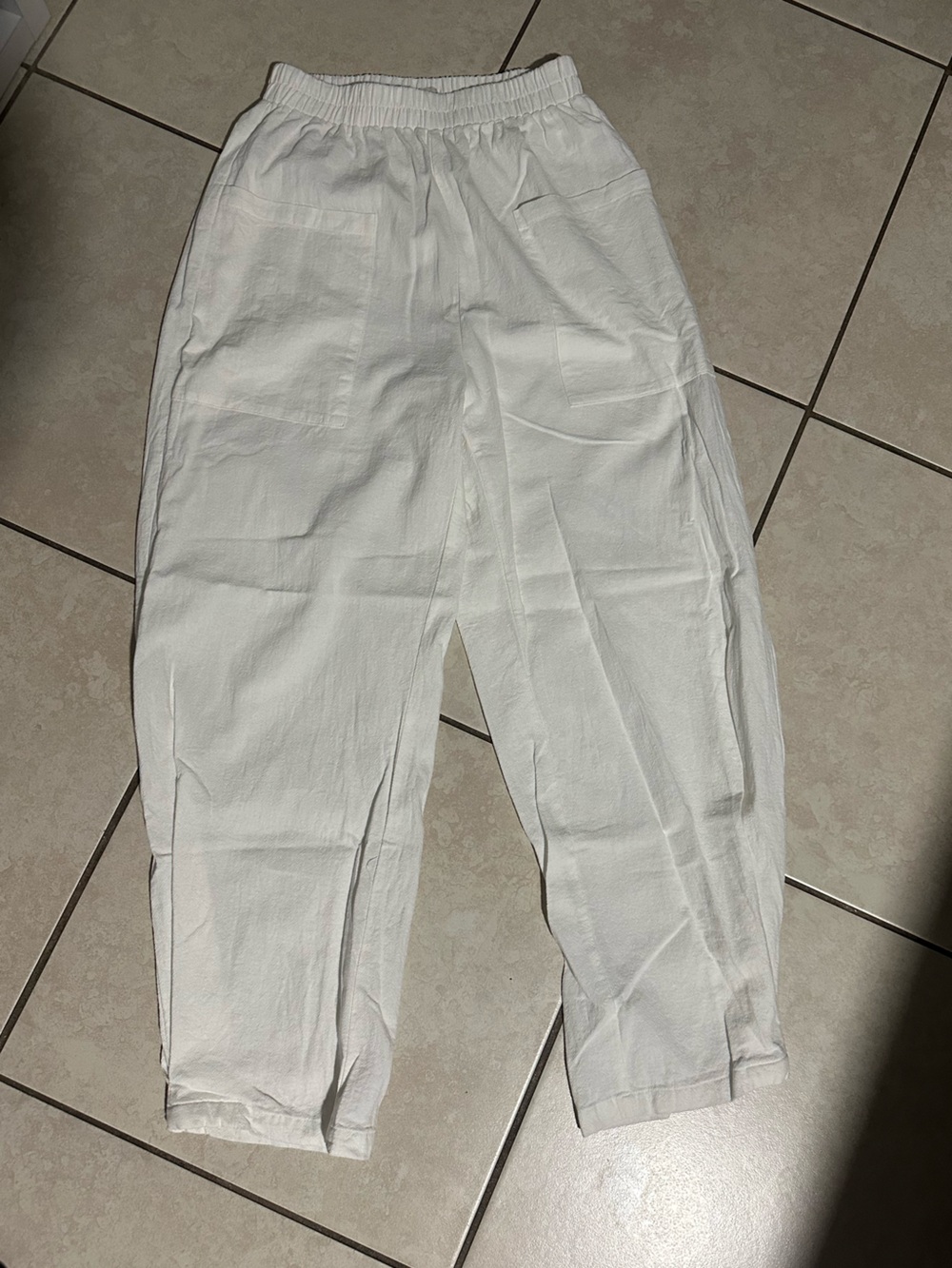 Cupshe White Elastic-Waist Casual Pants